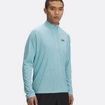Vêtements Under Armour Under Armour Tech Textured Half-Zip Haut Manches Longues Hommes-Bleu