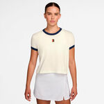 V&ecirc;tements de tennis Nike Nike Heritage T-shirt Femmes-cr&egrave;me, bleu fonc&eacute;